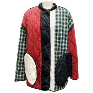 MERYLL ROGGE MULTICOLOR MIXED PRINT & COLORBLOCK REVERSIBLE QUILTED JACKET